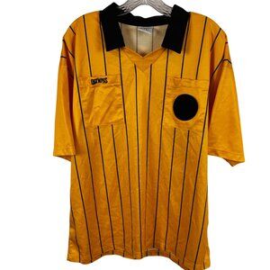 Olympus Size XL Yellow & Black Striped Referee Shirt 80% Polyester 20% Cotton